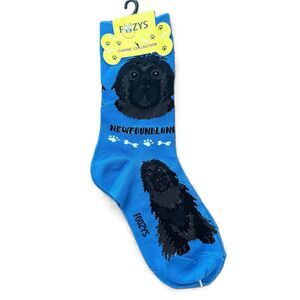 Foozy's Newfoundland Dog Print Crew Socks Blue Women's One Size